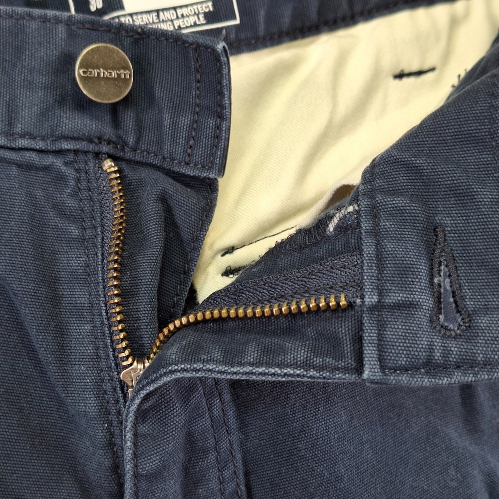 Carhartt Cargo Shorts Mens 36 Navy Rugged Flex Relaxed Fit Canvas Cargo Work - Picture 7 of 11
